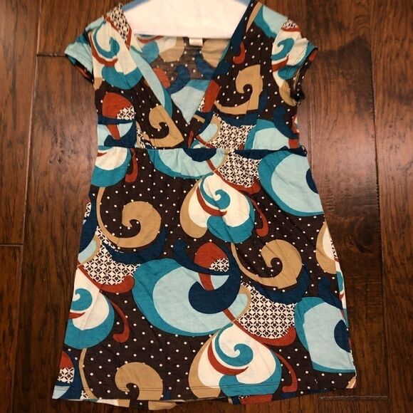 Multicolored pattern polka swirl hearts top - Picture 1 of 2